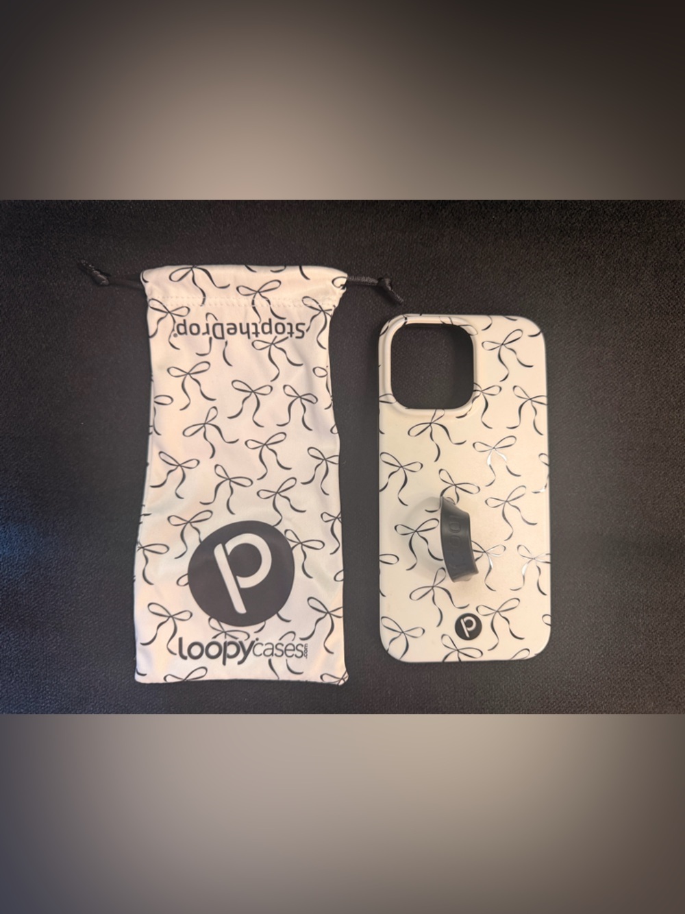 Loopy Original iPhone 14 Pro Max Case Black Bow Loop Grip